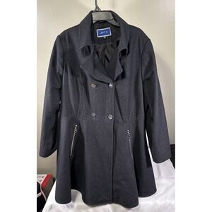 Apt 9 Peacoat Women 2X Charcoal Gray Wool Blend Double Breasted Fit Flare Jacket
